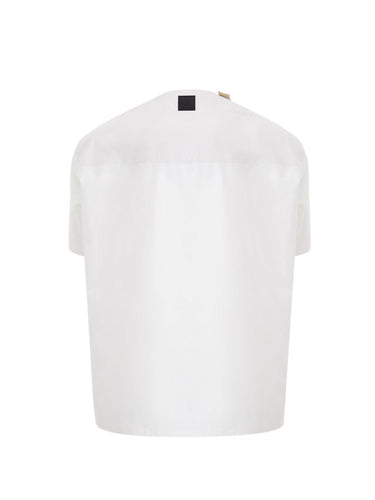 Chic Oversized White Cotton Tee with Unique Button Detail